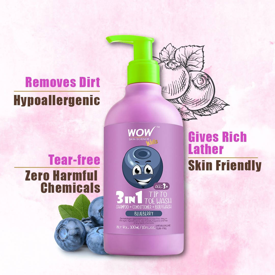 Wow Skin Science Kids Blueberry 3 in 1 Tip to Toe Wash
